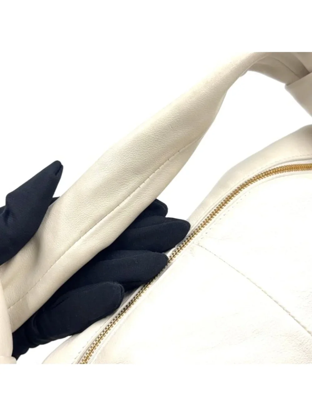Bottega Veneta Double Knot Mini Hobo Lambskin White Handbag Gold